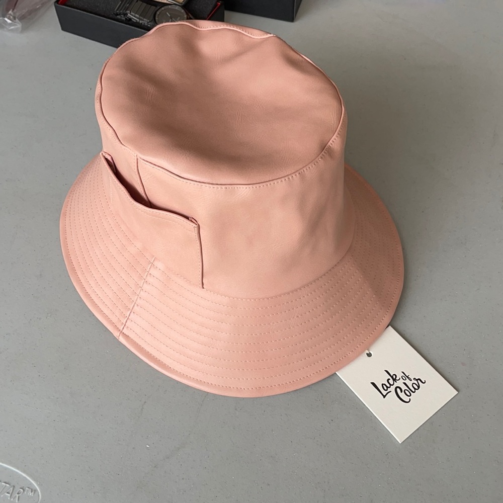 Lack of Color Pink Leather Bucket Hat
